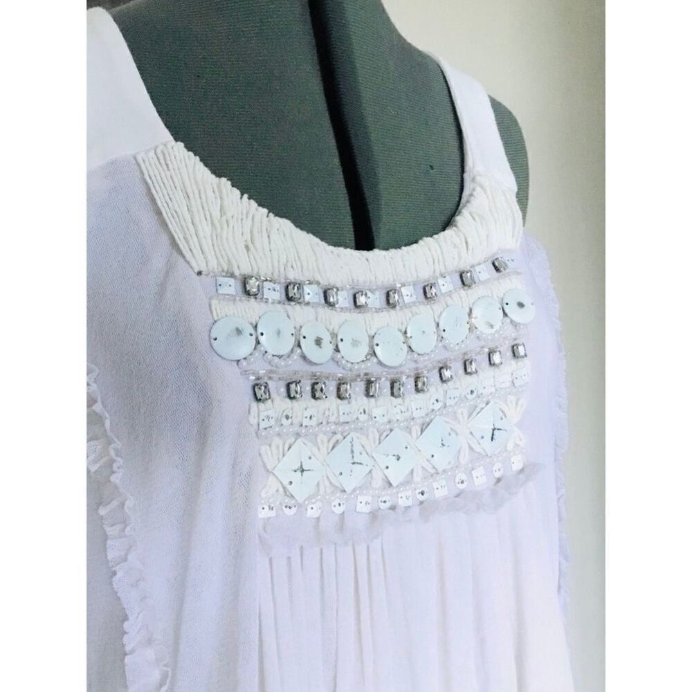 LaRok Women’s XS Beaded Embellished Sleeveless Mesh Dress